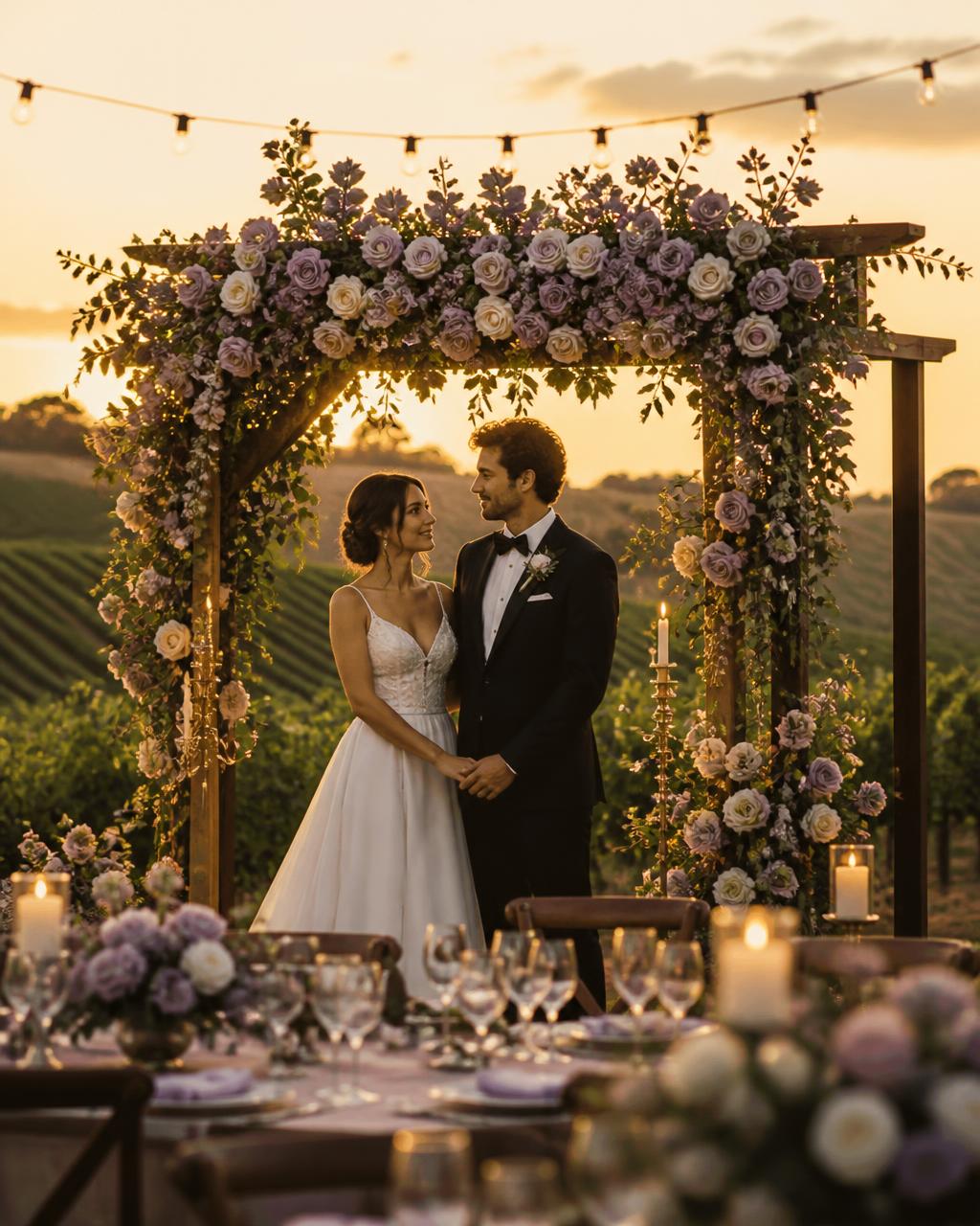 Vineyard at Dusk — Wedding · Napa
